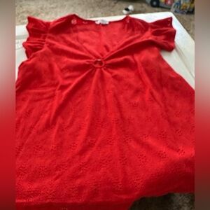 Chic Red Women's Tunic with Ring Detail